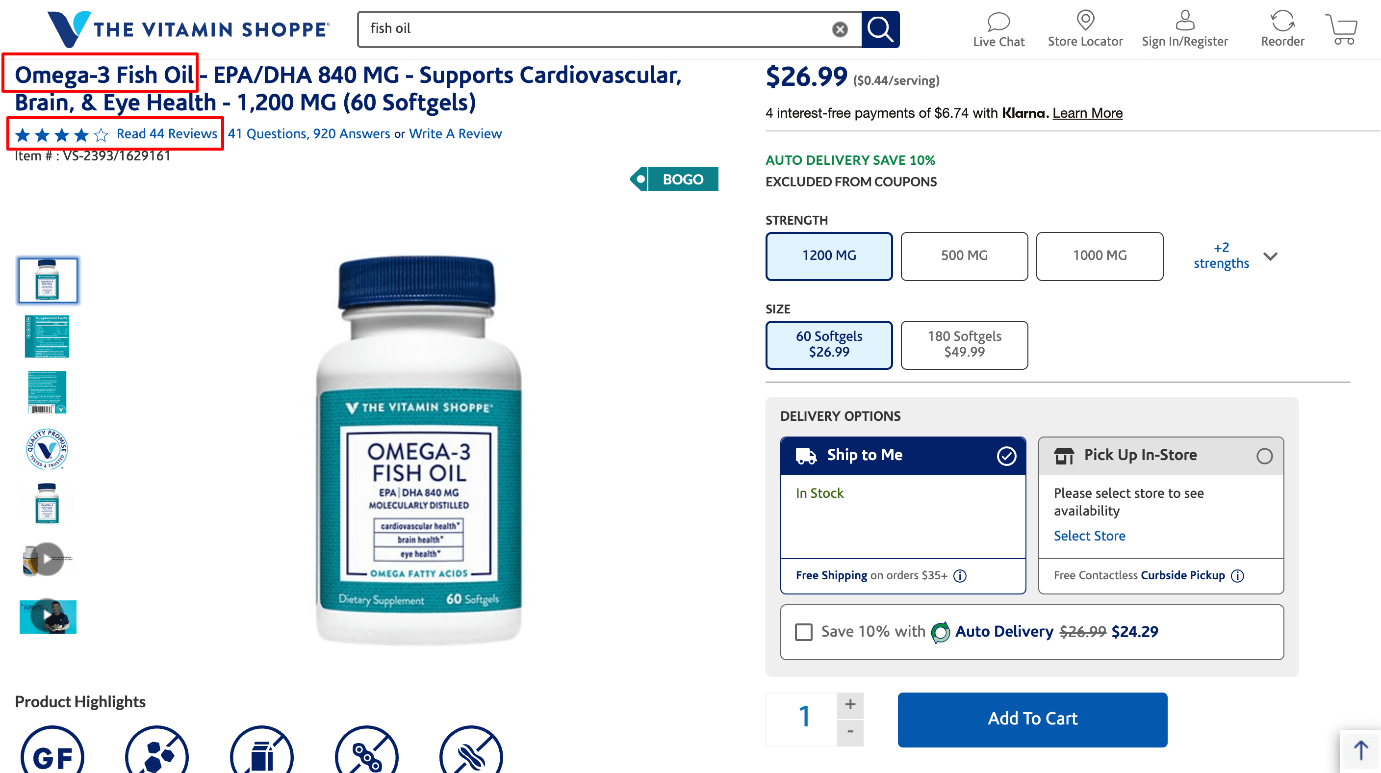 fish oil product listing example
