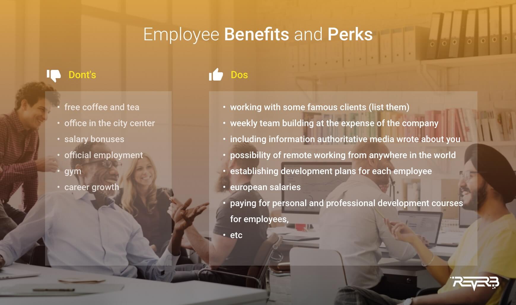 benefits and perks job posting