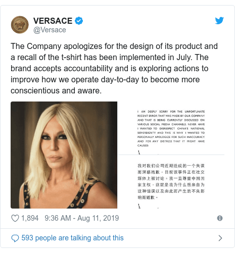 versace apologizes