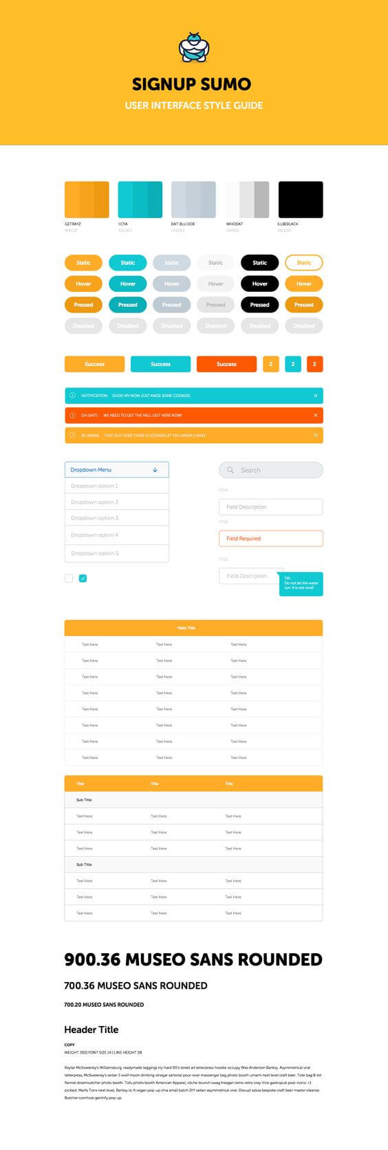 One Page Style Guide Template