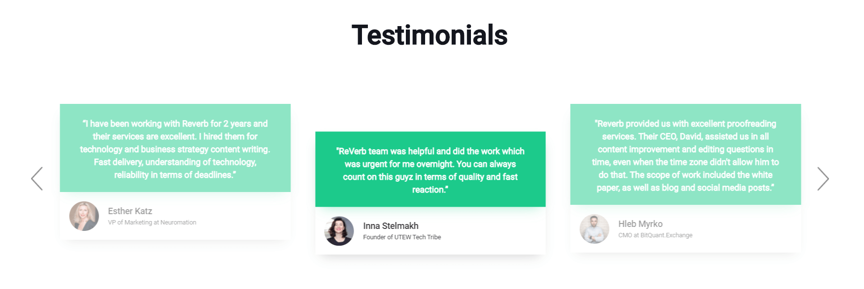 testimonials carousel