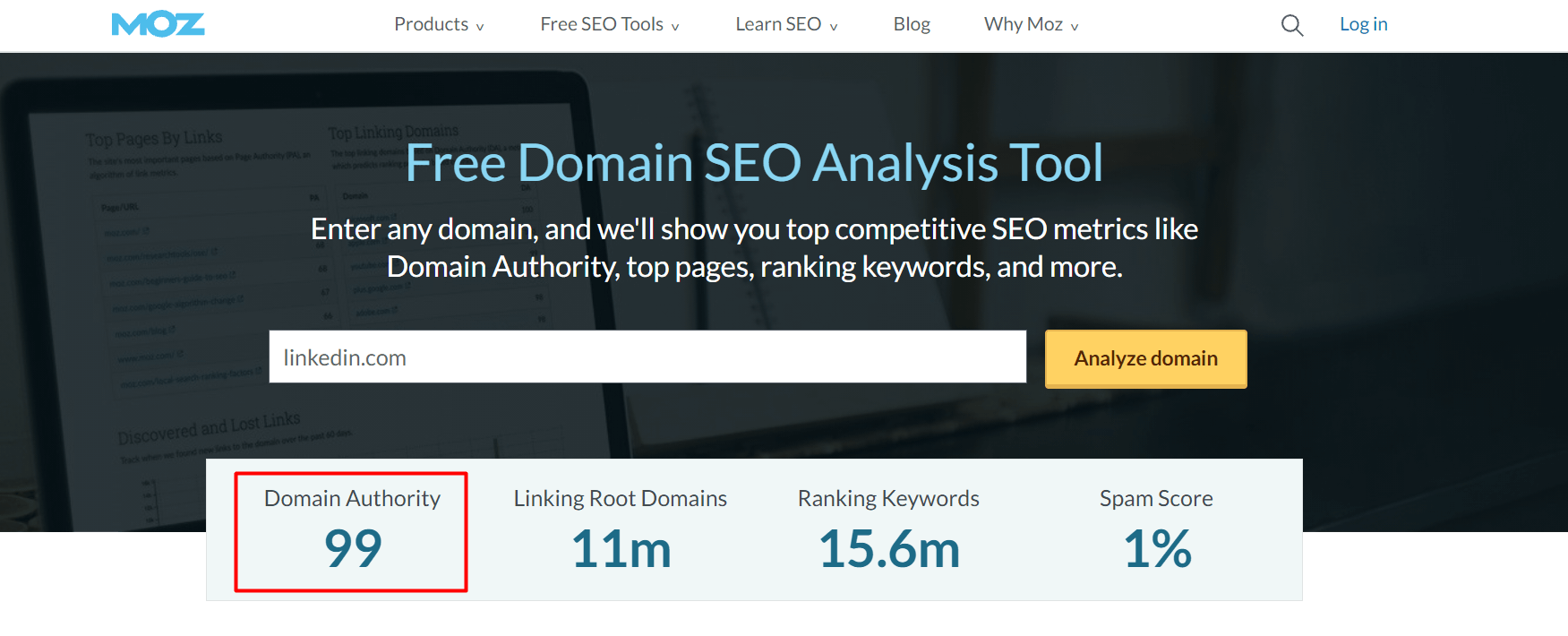 domain authority in moz