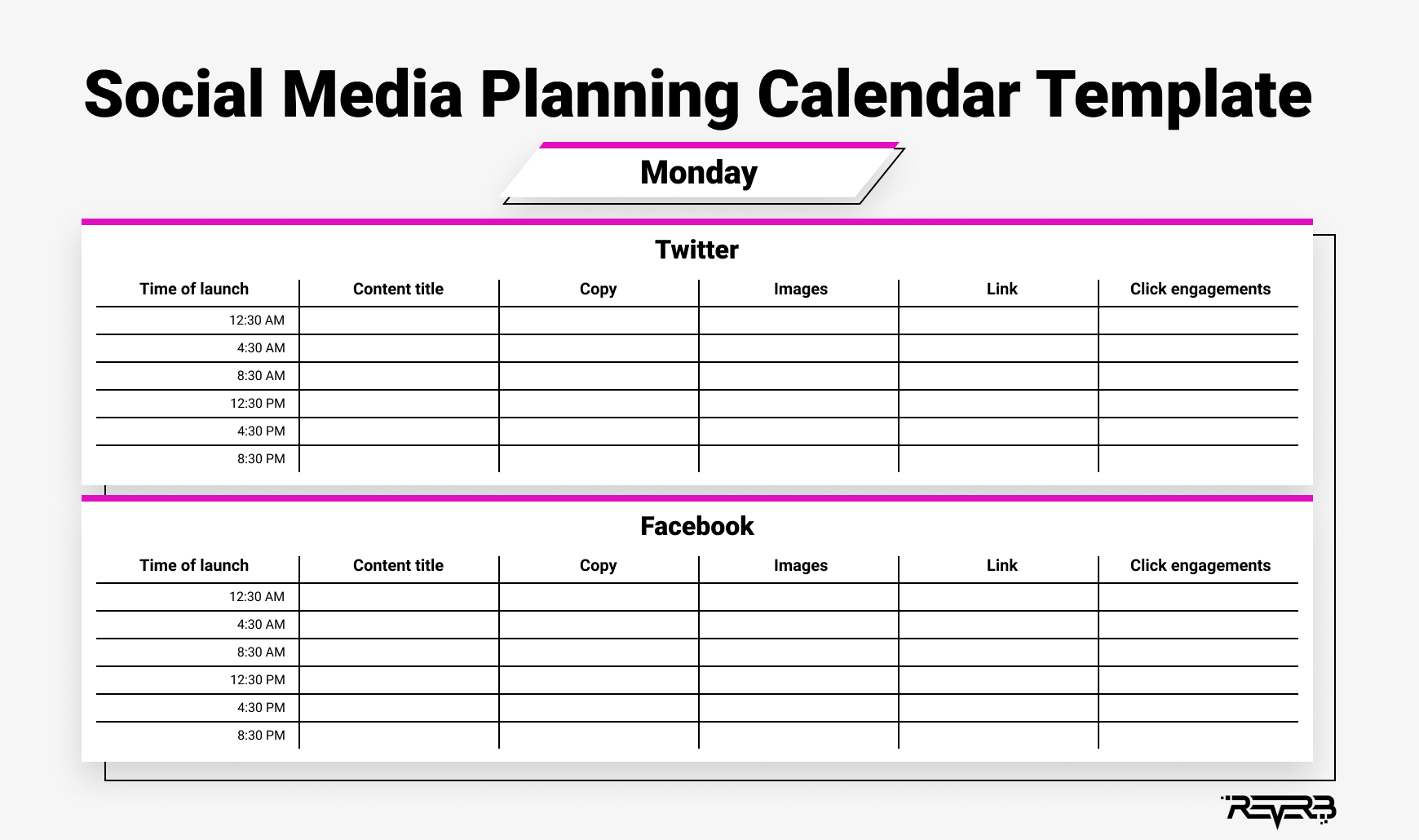 social media planning calendar template