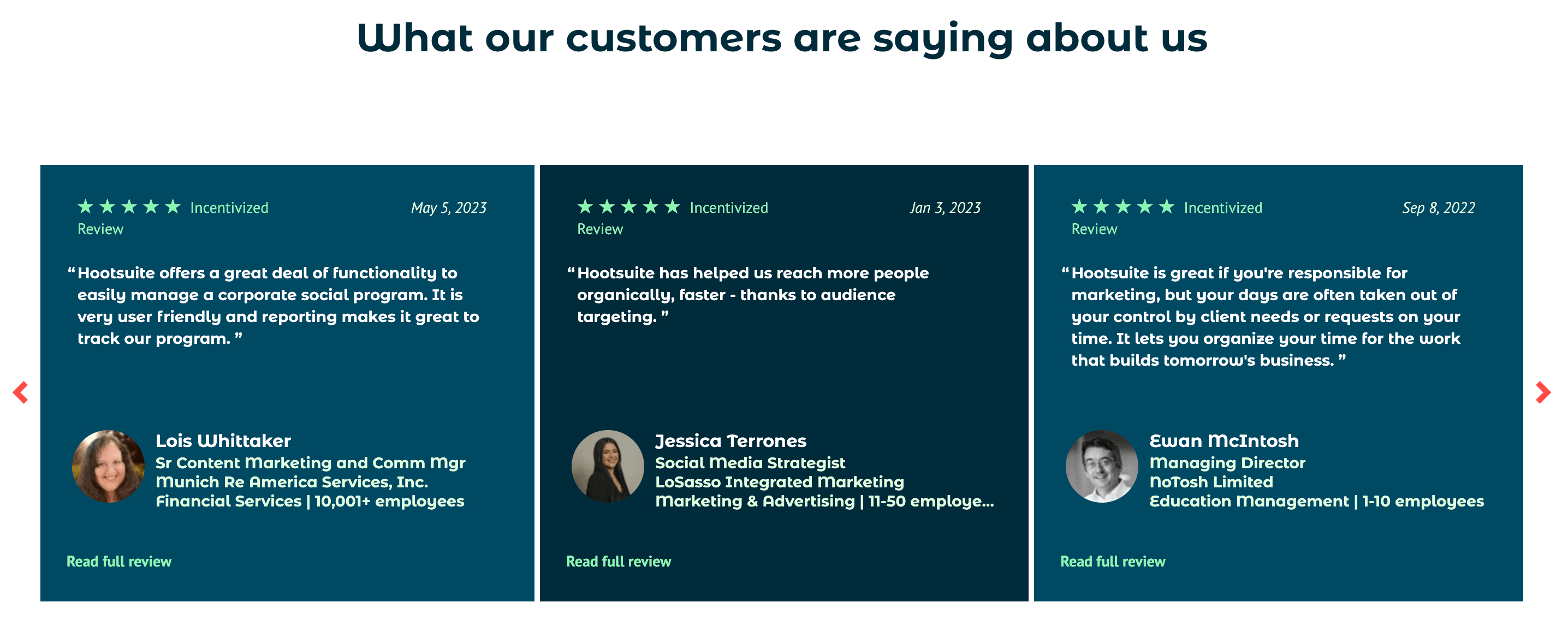 customer reviews on website example