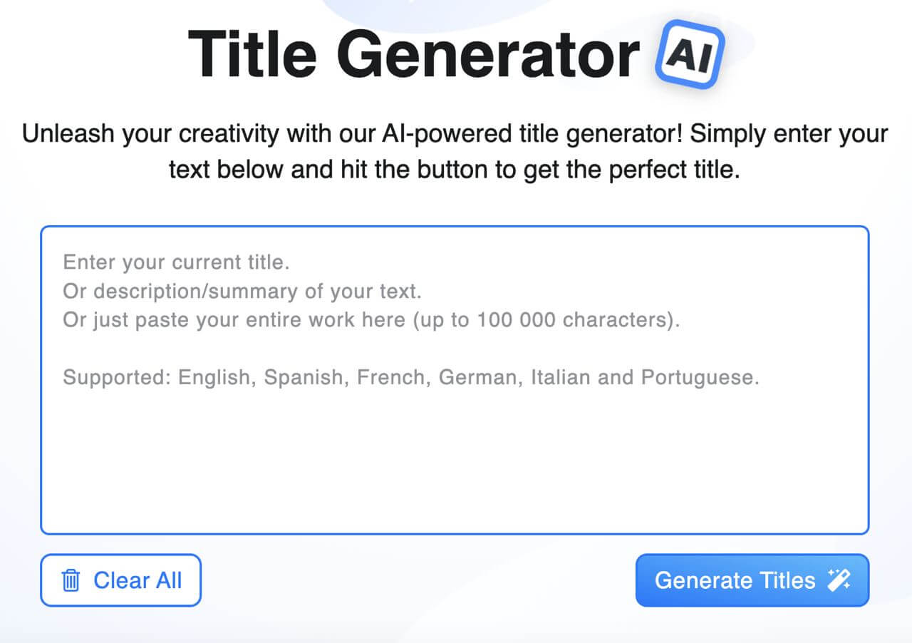 Best AI tool for crafting captivating titles: Title Generator