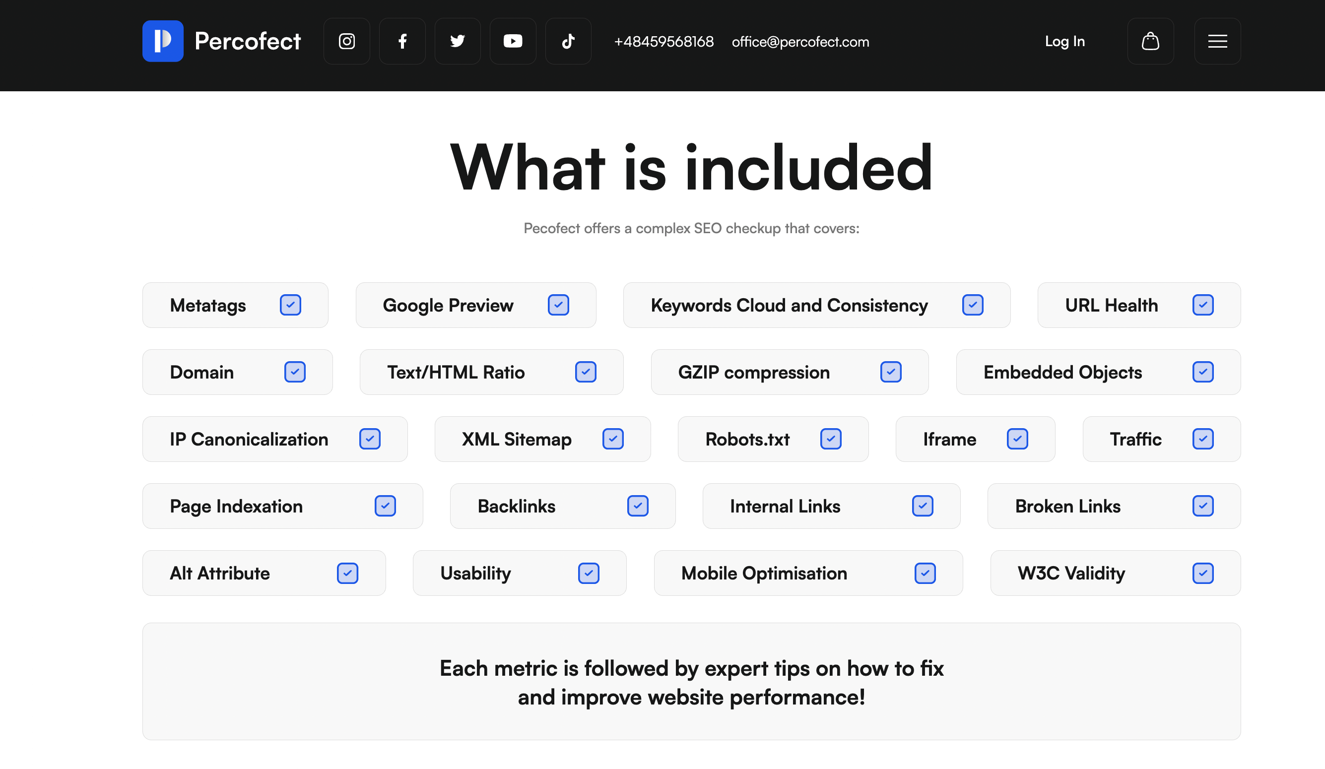 Percofect SEO tools