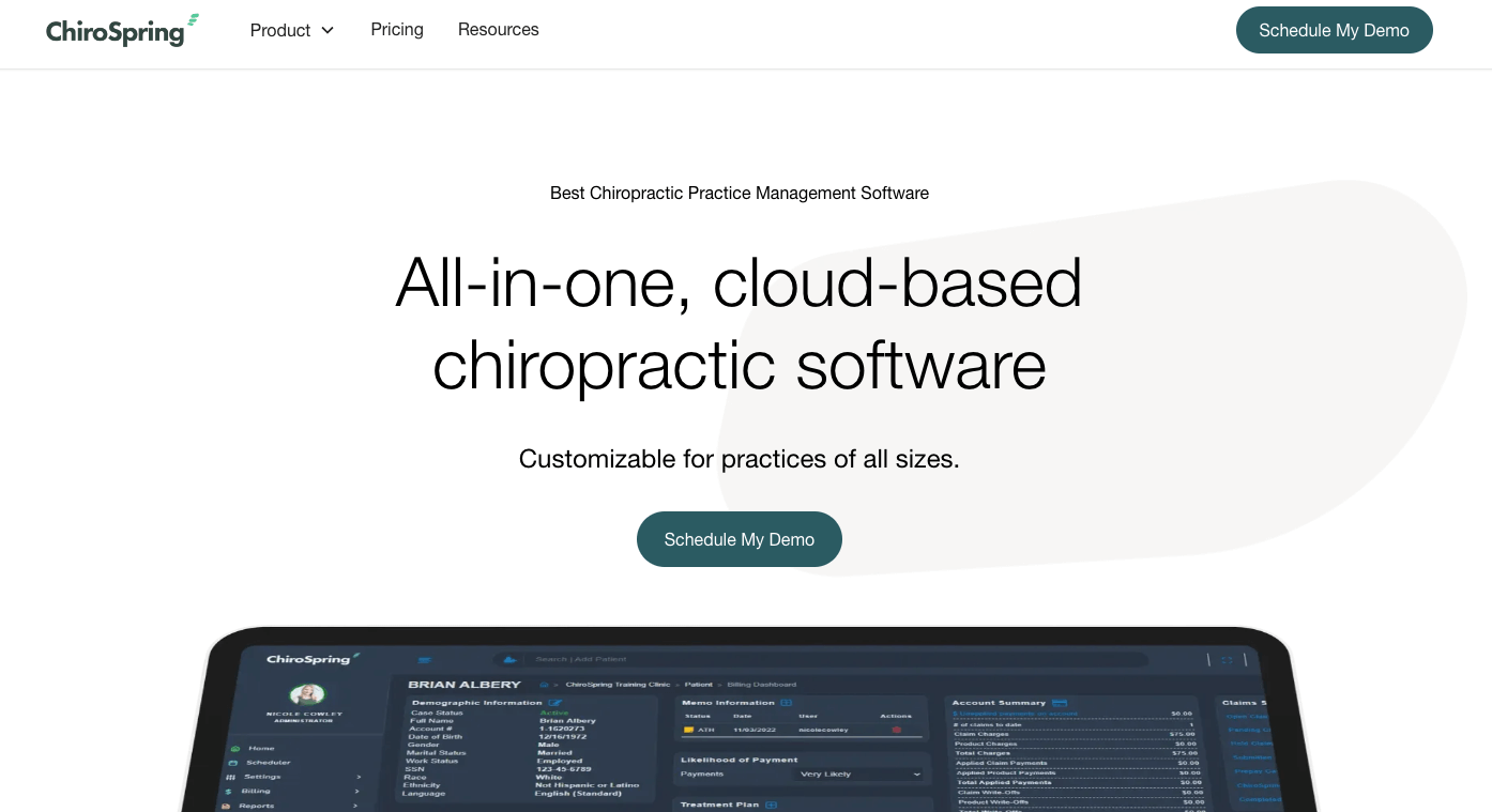 ChiroSpring chiropractic management software