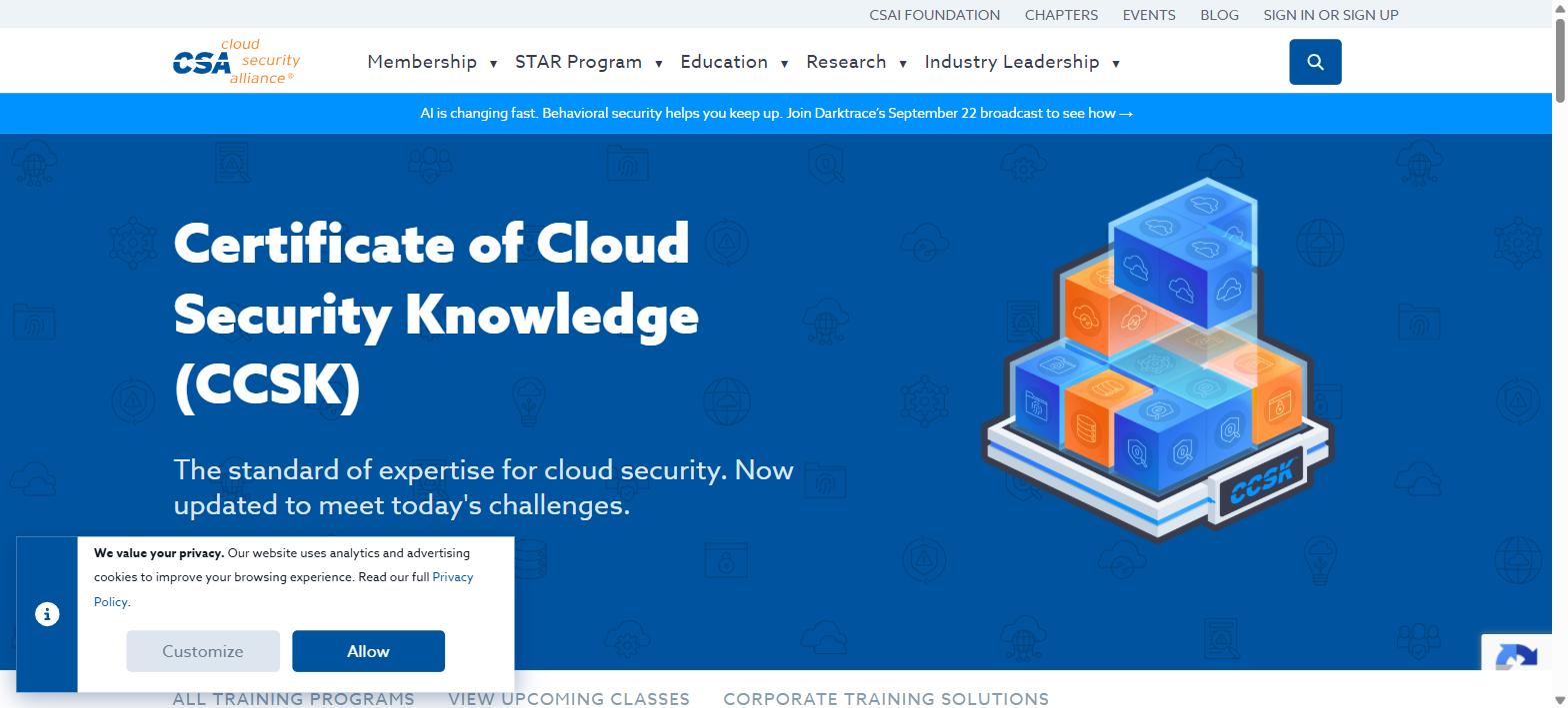 Cloud Security Alliance CCSK
