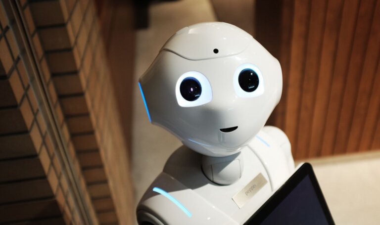 Humanoid robot in a modern indoor setting