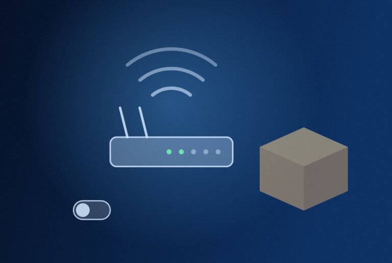 Wi-Fi router beside a return box