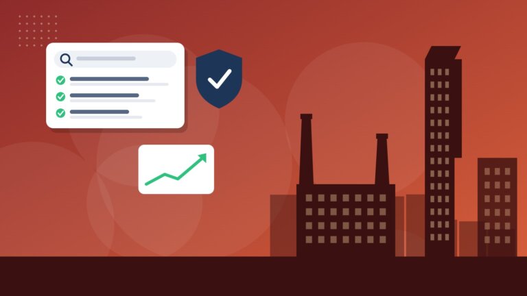 Flat illustration of Manchester mill chimneys and Beetham Tower with online reputation icons