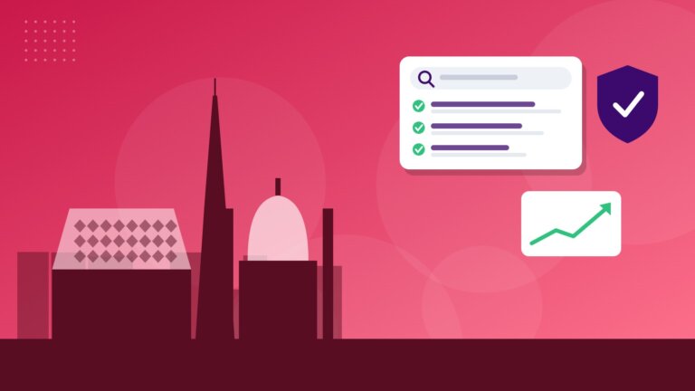 Flat illustration of St. Stephen's Cathedral and Karlskirche with online reputation icons